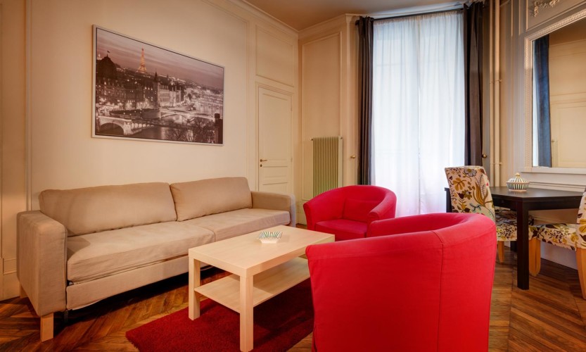 Apparthotel Paris, Résidence Charles Floquet (salon appartement meublé)